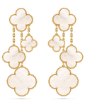 White Quatrefoil Multi-Drop Earrings