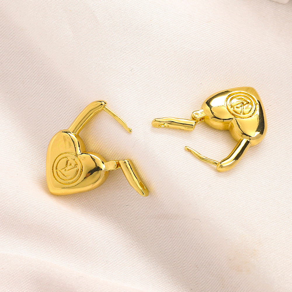 Pendientes Huggie de Acero Inoxidable 304 con Candado de Corazón