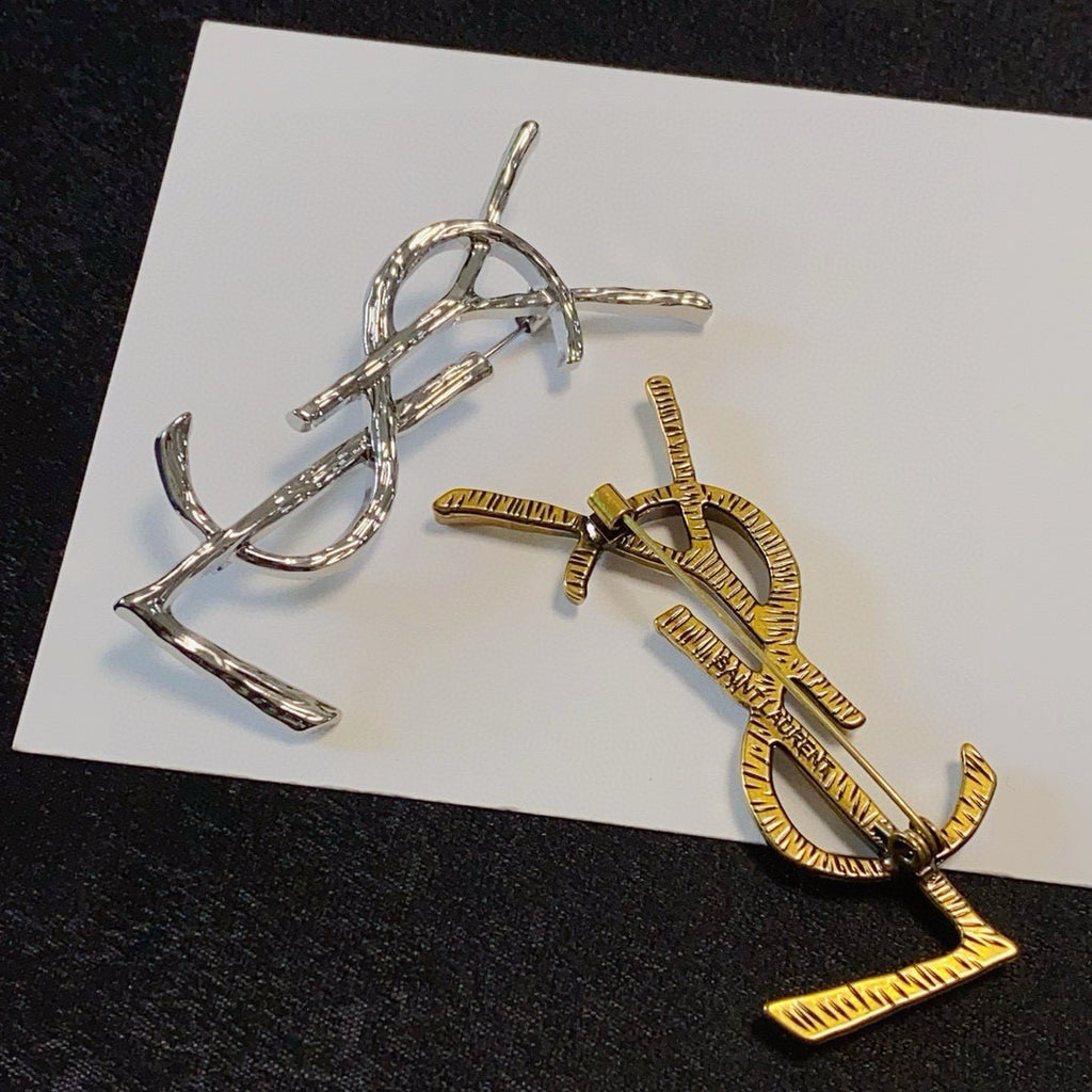 Textured Stacked Letter Brooch