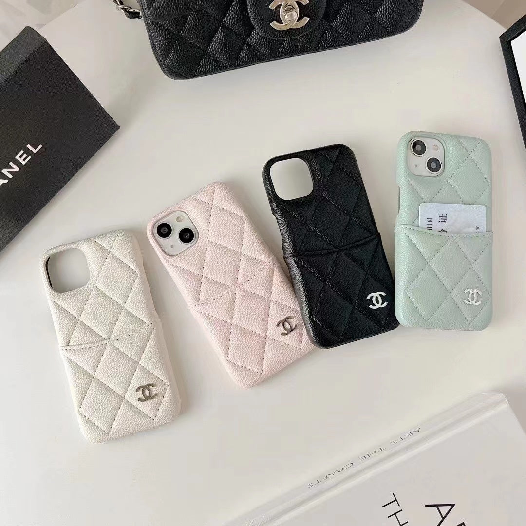 Quilted Phone Case with Flap Card Pocket