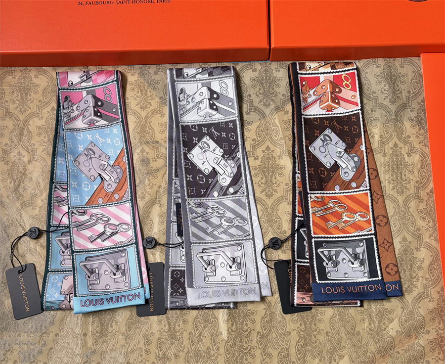 Foulard long imprimé panneaux illustrés - 5 x 120 cm