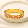 304 Stainless Steel Color-Inlay Heart Pattern Bangle Bracelet