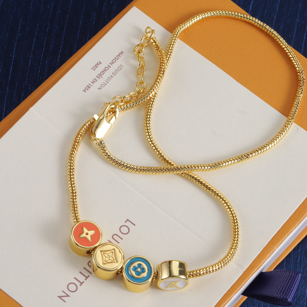 Multicolor Round Monogram Necklace