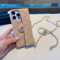 Geometric Quilted Phone Case with Chain Strap