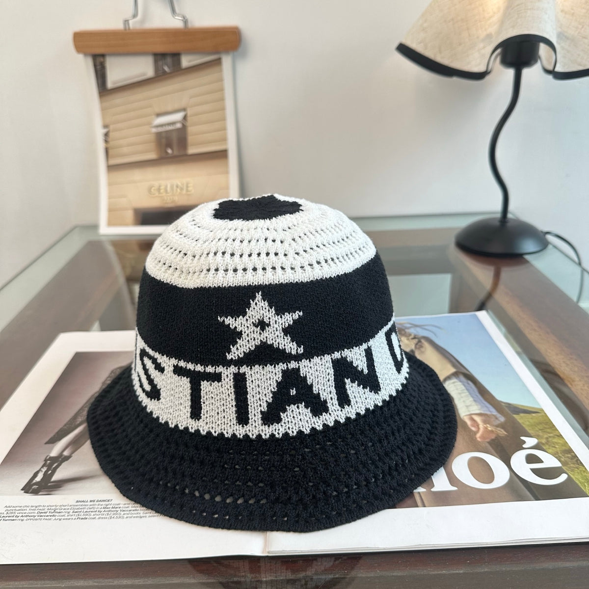 Crochet Bucket Hat with Star and Lettering