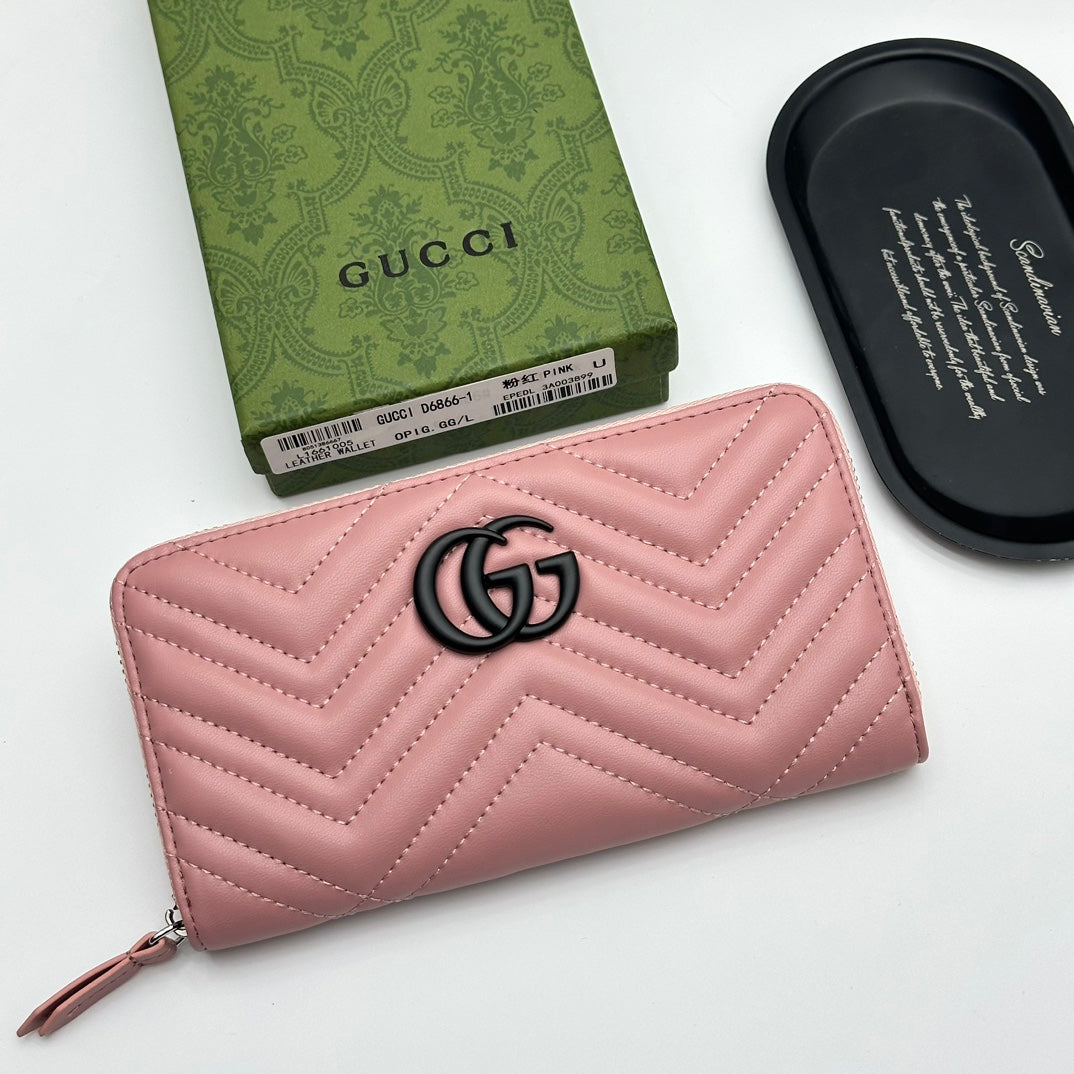 Chevron Quilted Long Zip Wallet 011