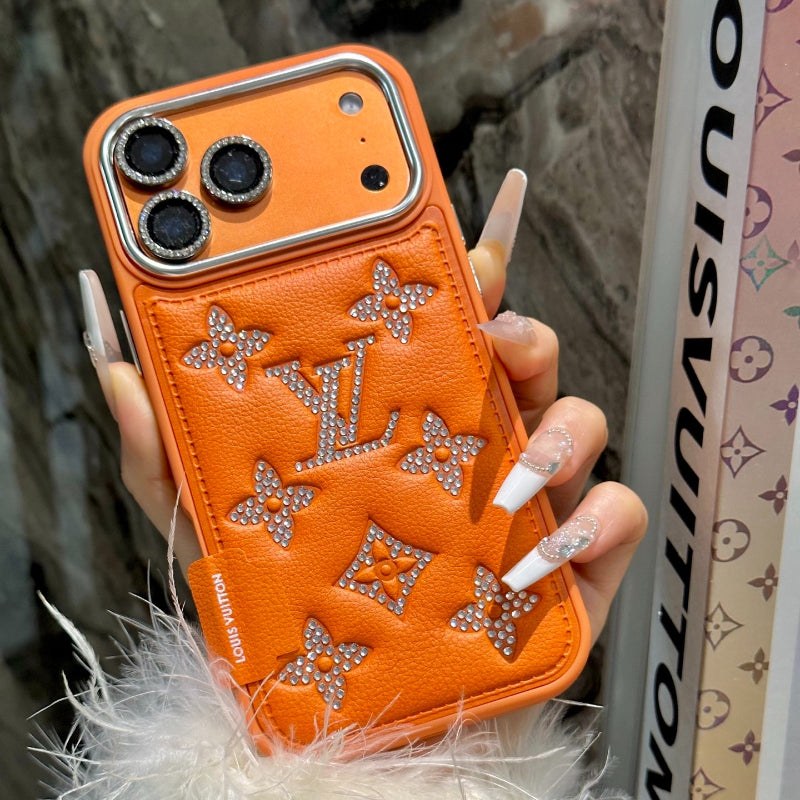 Padded Monogram Phone Case with Sparkling Accents
