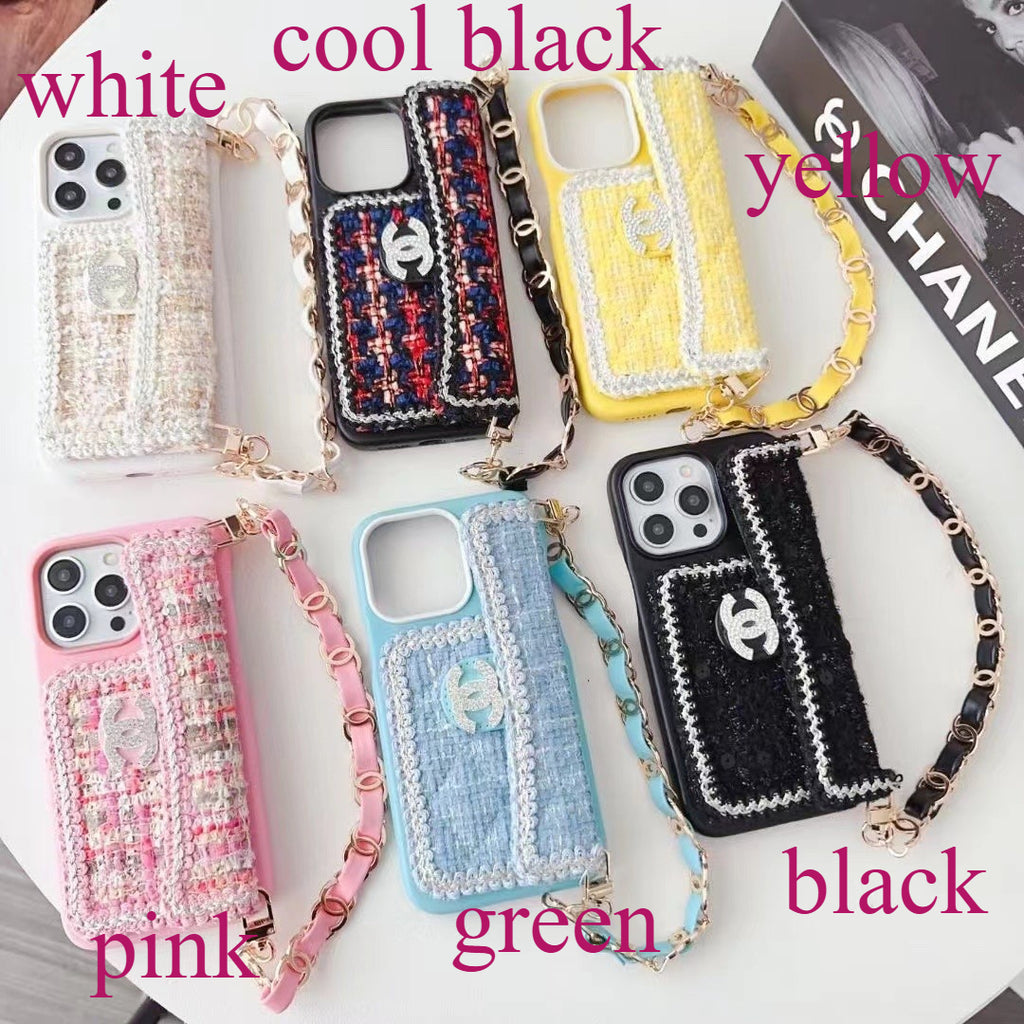 Textured Phone Case with Chain Hand Strap