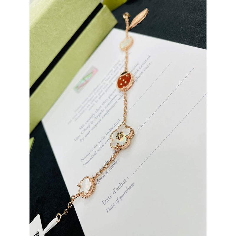 Ladybug & Flower Chain Bracelet