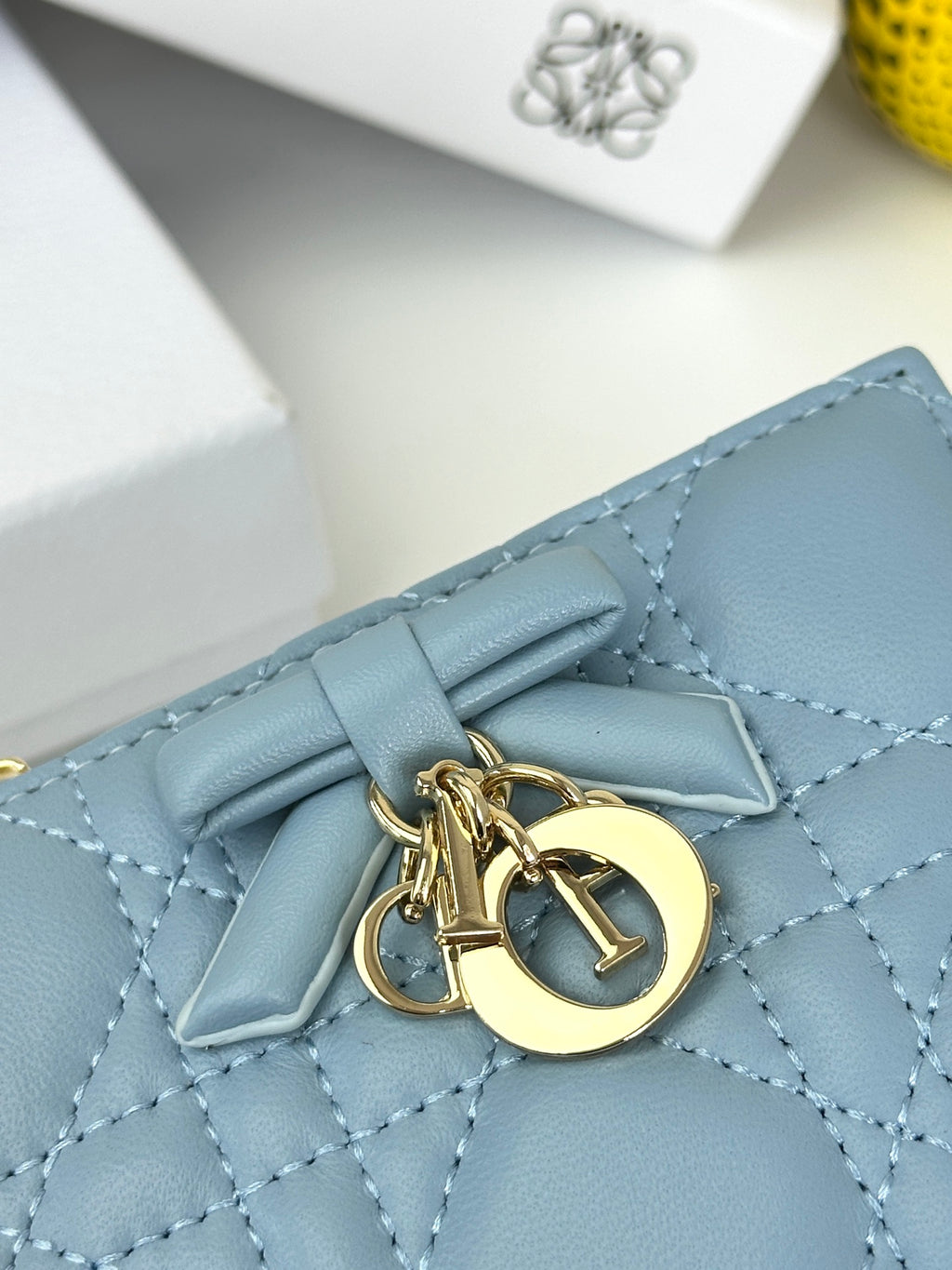 Quilted Flap Wallet with Letter Charms 015