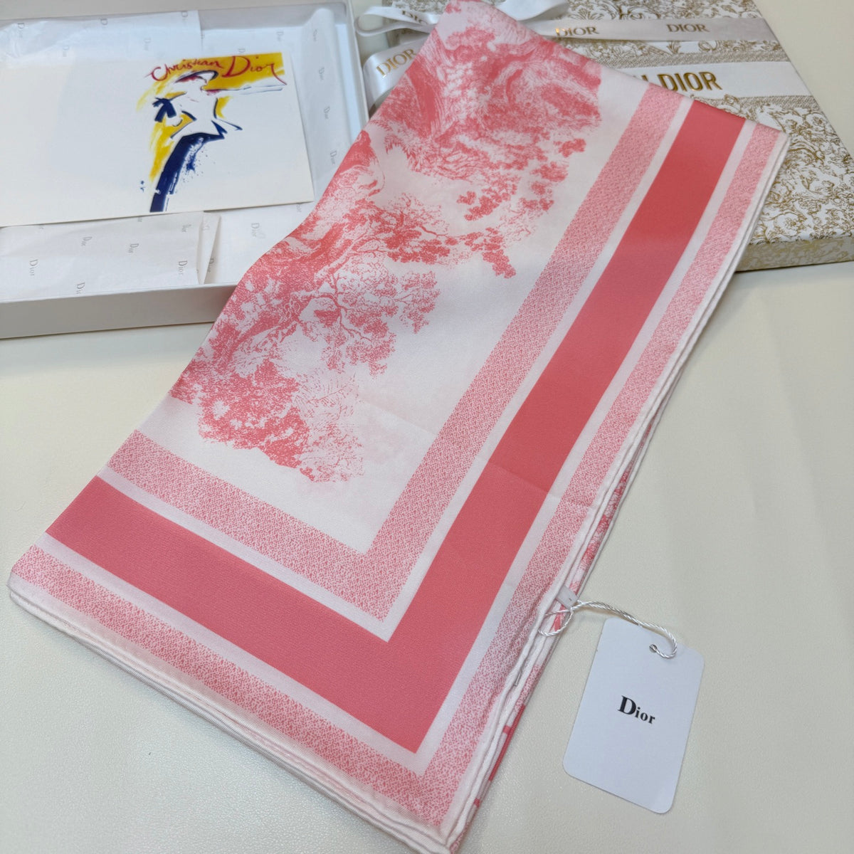 Foulard carré à imprimé paysage color block – 90 x 90 cm