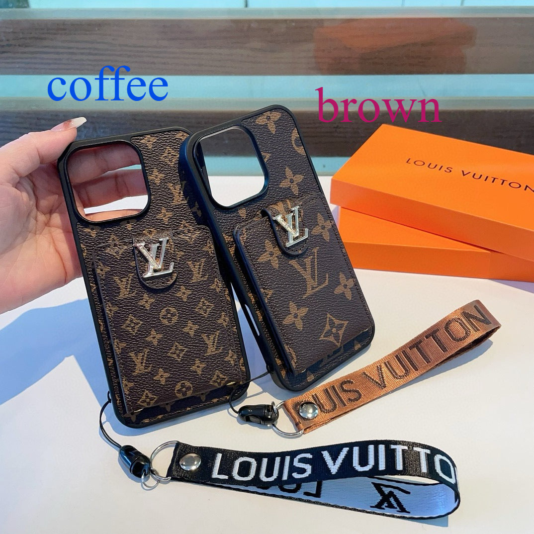 Monogram Phone Case with Strap and Card Pocket