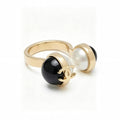 Open Ring with Contrasting Bead Ends