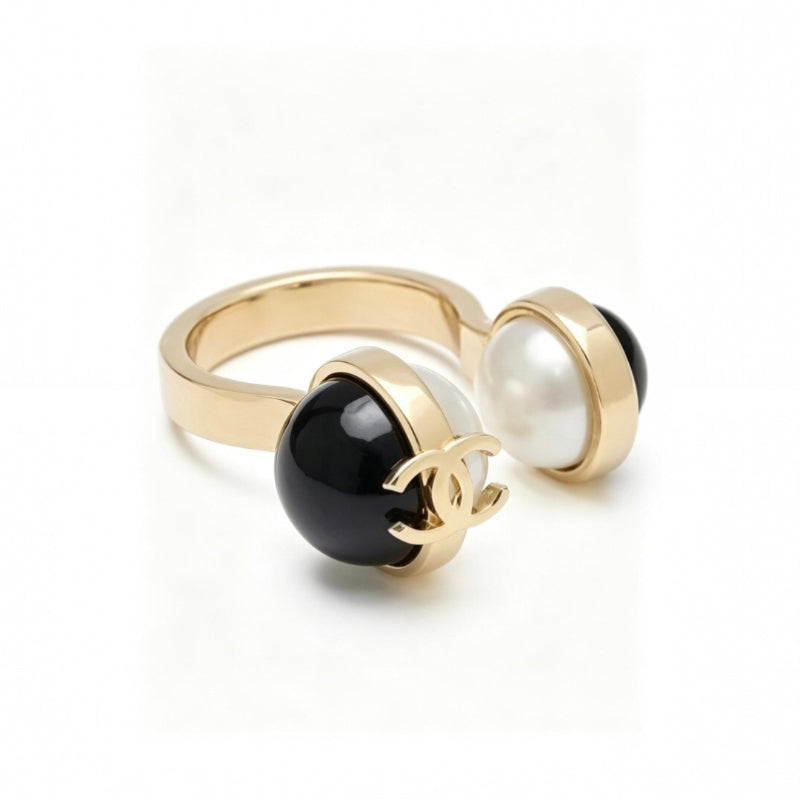 Open Ring with Contrasting Bead Ends
