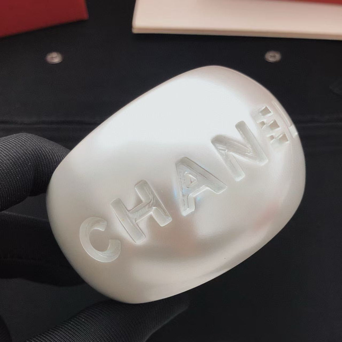 White Wide Letter Cuff Bracelet