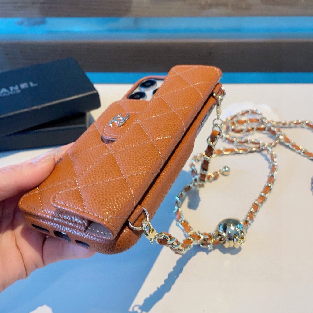 Geometric Quilted Phone Case with Chain Strap