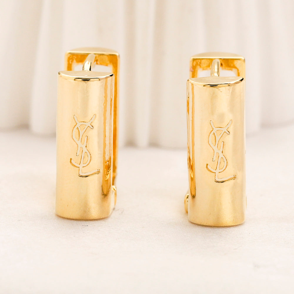 304 Stainless Steel Engraved Tube Hoop Earrings