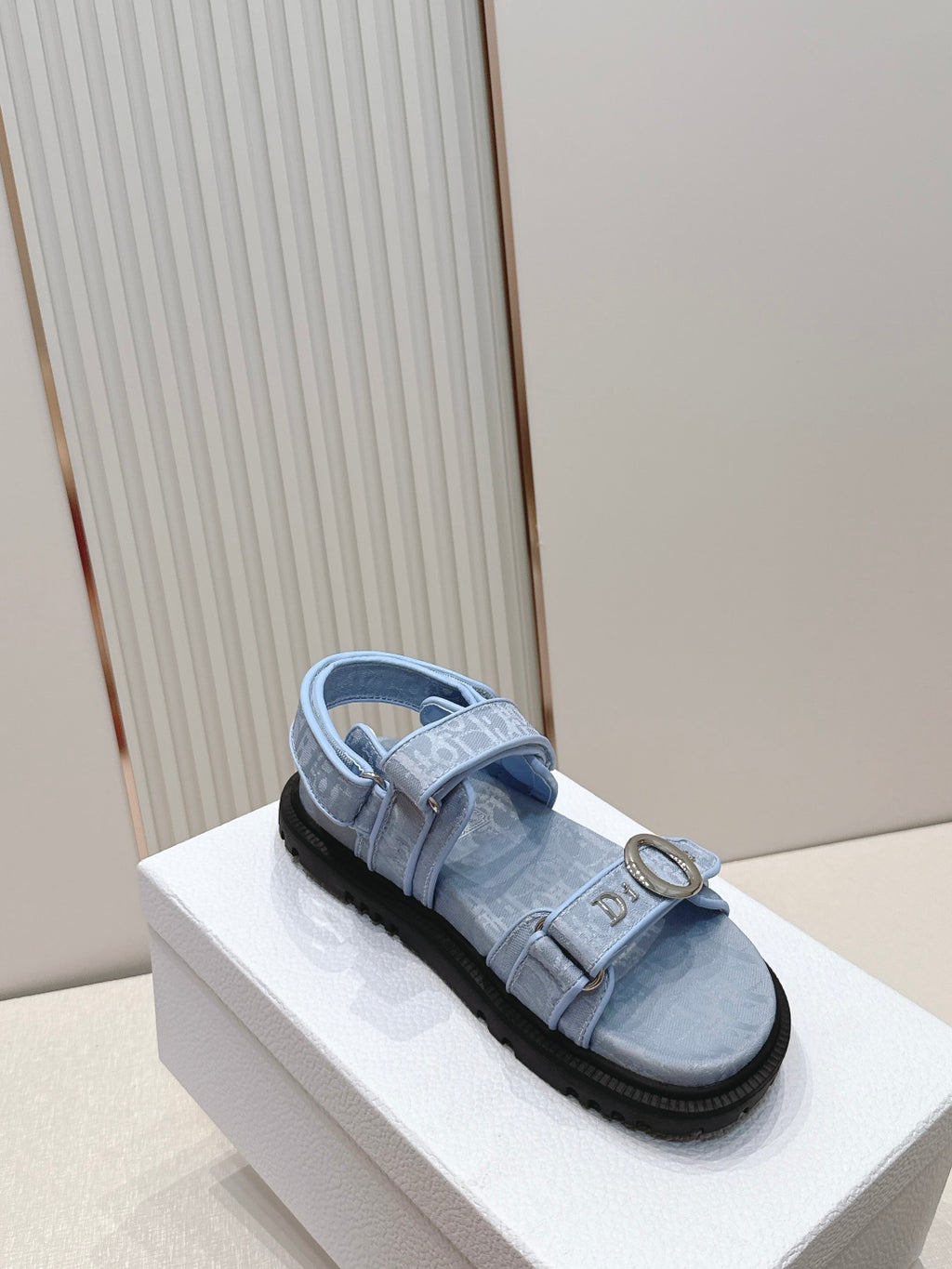 Double-Strap Platform Sandals with Ankle Strap