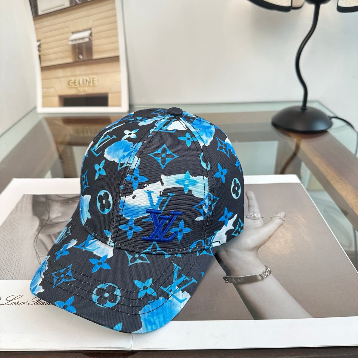 Blue Graphic Monogram Baseball Cap