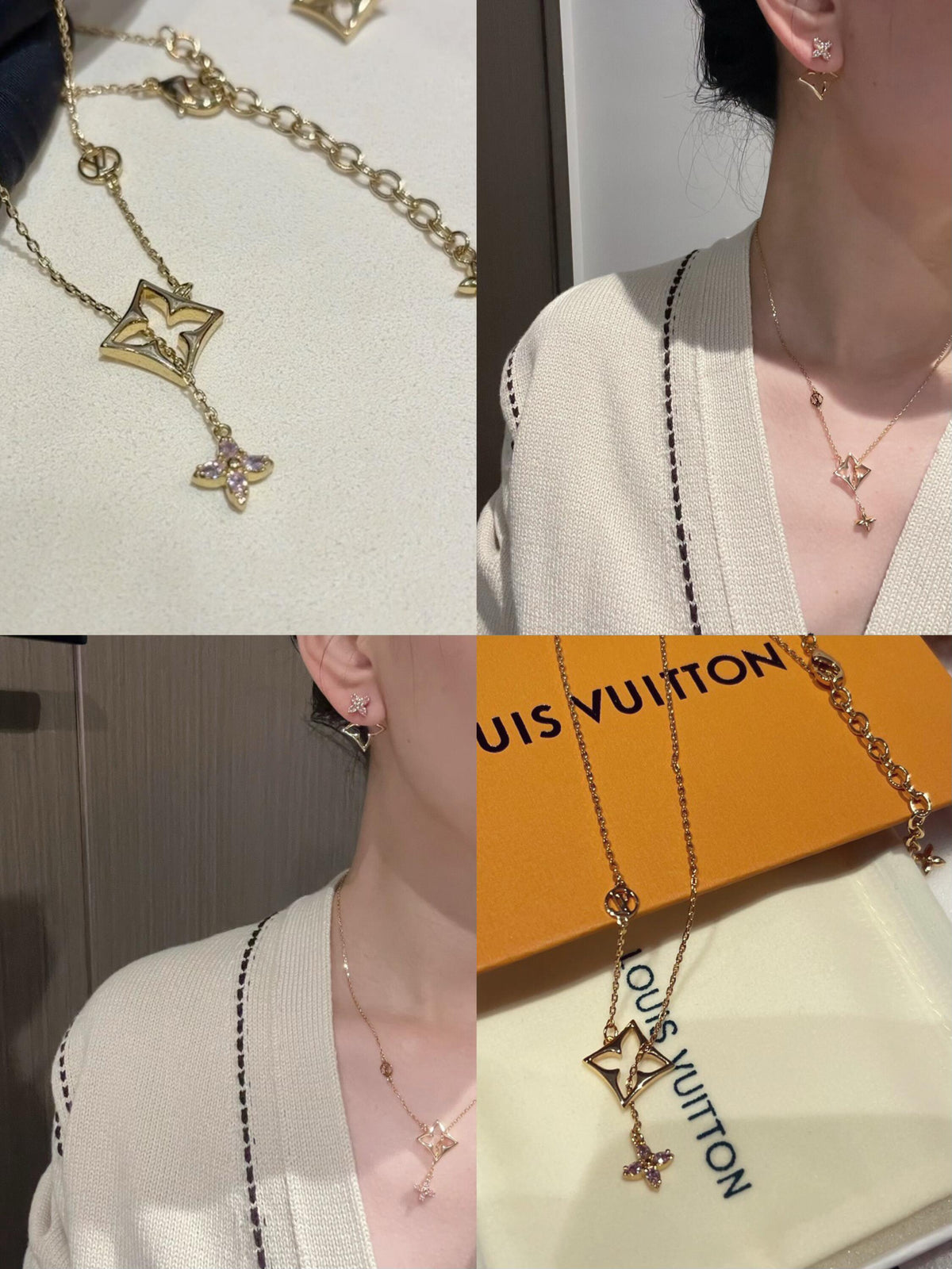 Collier pendentif ajouré à motif floral