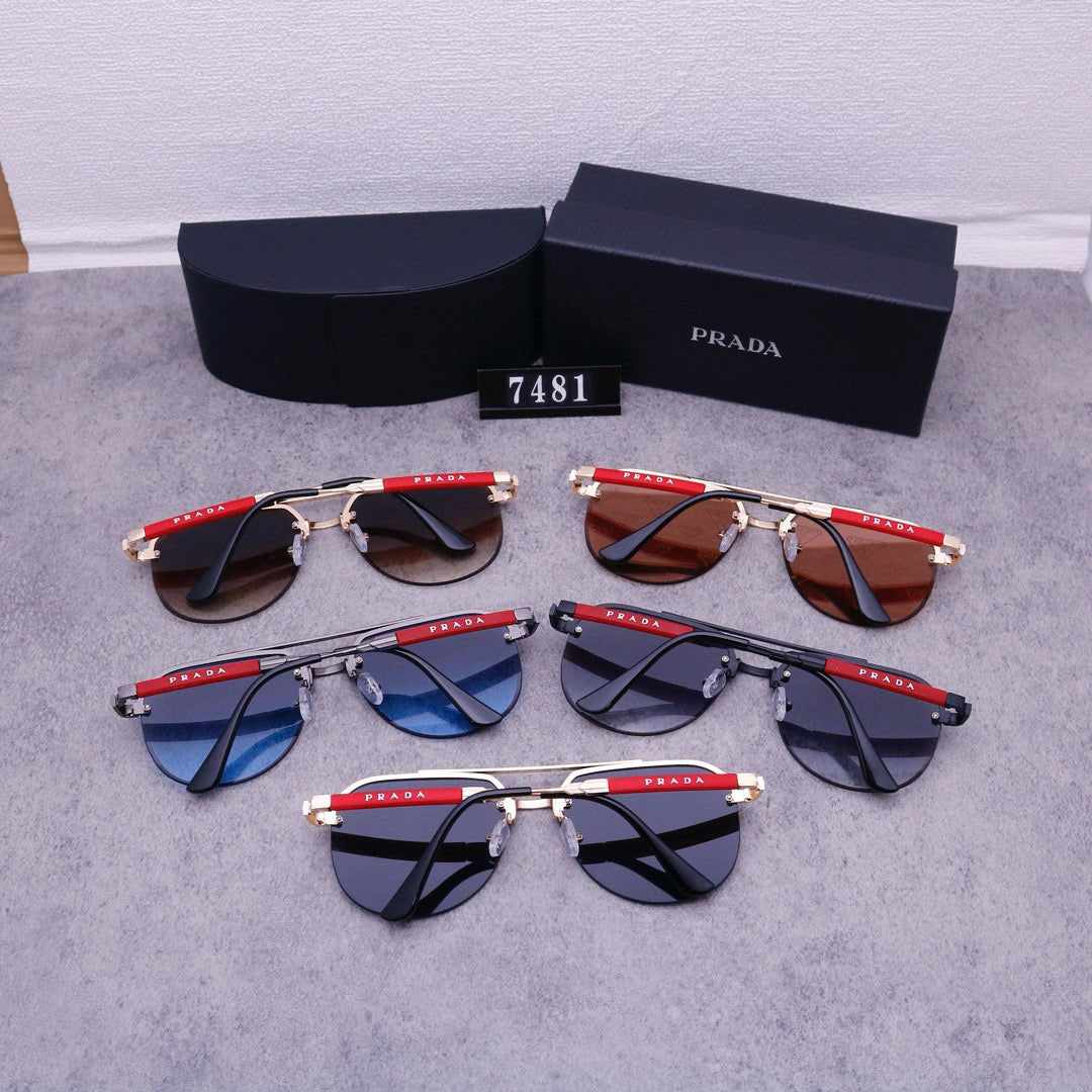 Squared Aviator Sunglasses with Contrast Temple Accents