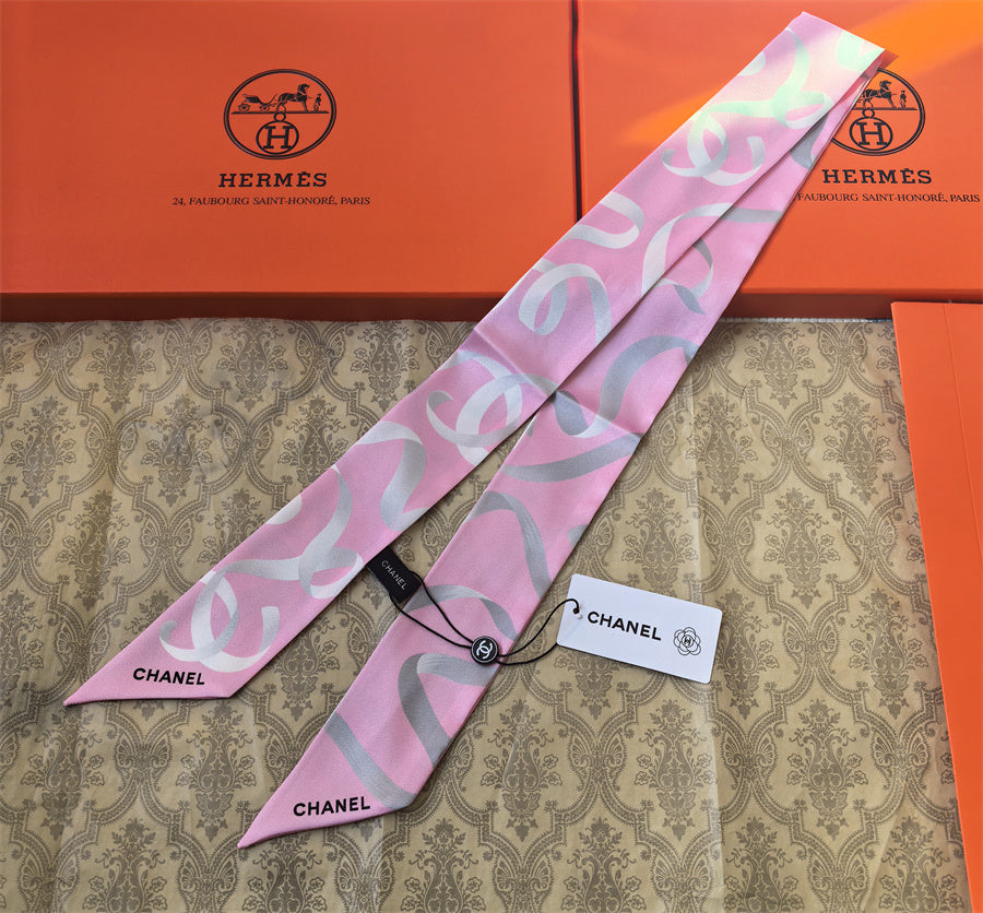 Oversized Interlocking-C Ribbon Scarf - 5 x 120 cm