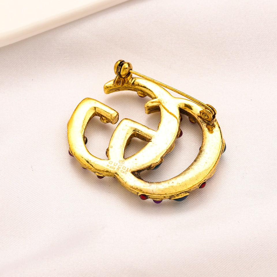 Alloy Multicolor Stone Earrings & Brooch Collection