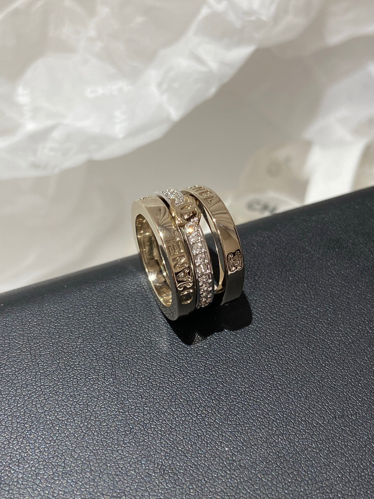 Lettered Band Ring with Stone Accents