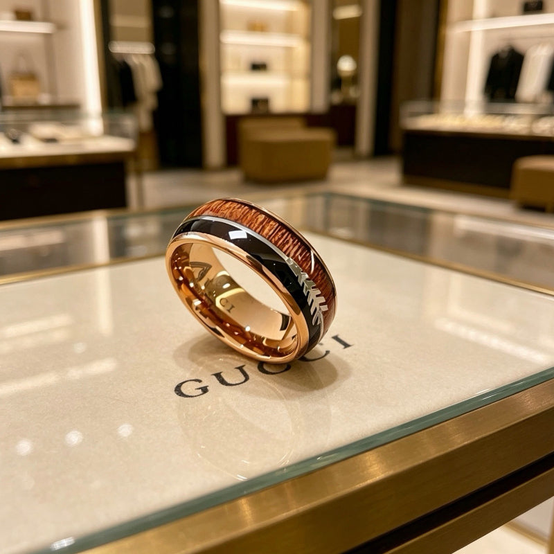 Color-Inlay Lettered Multi-Band Ring