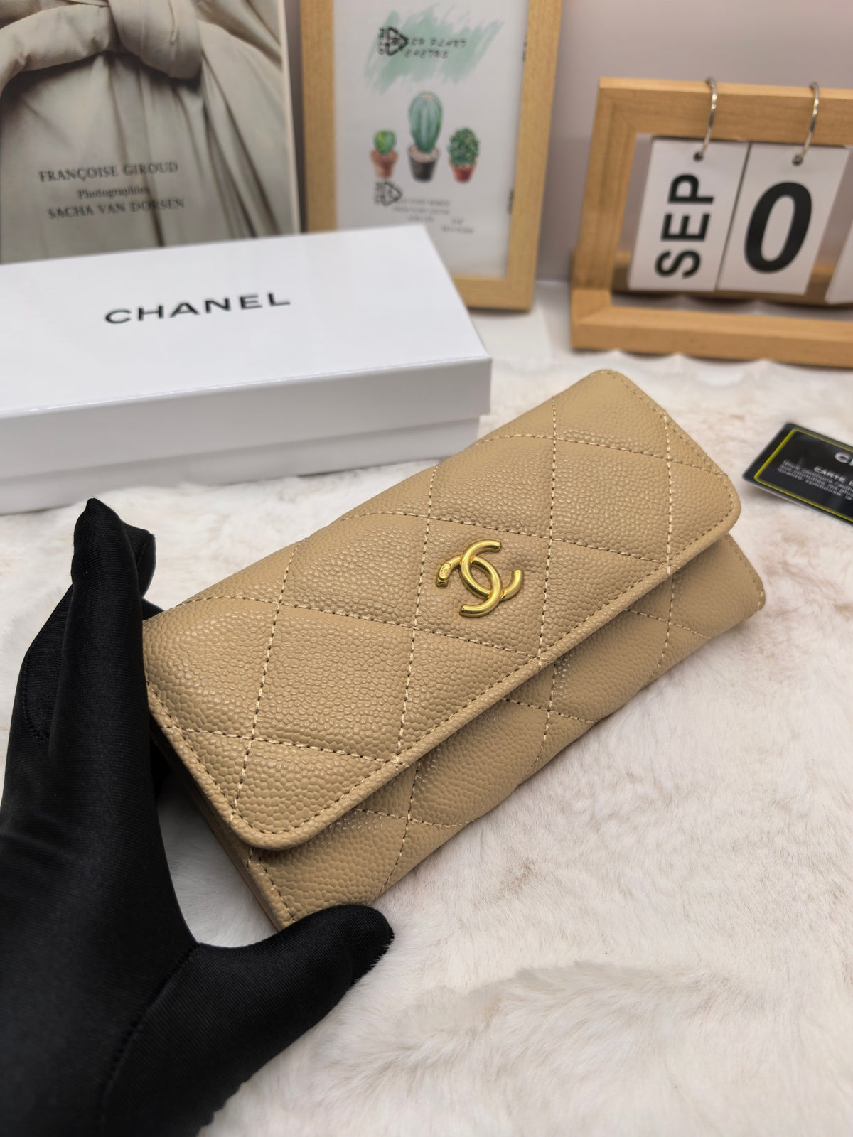 Diamond Quilted Long Flap Wallet 022