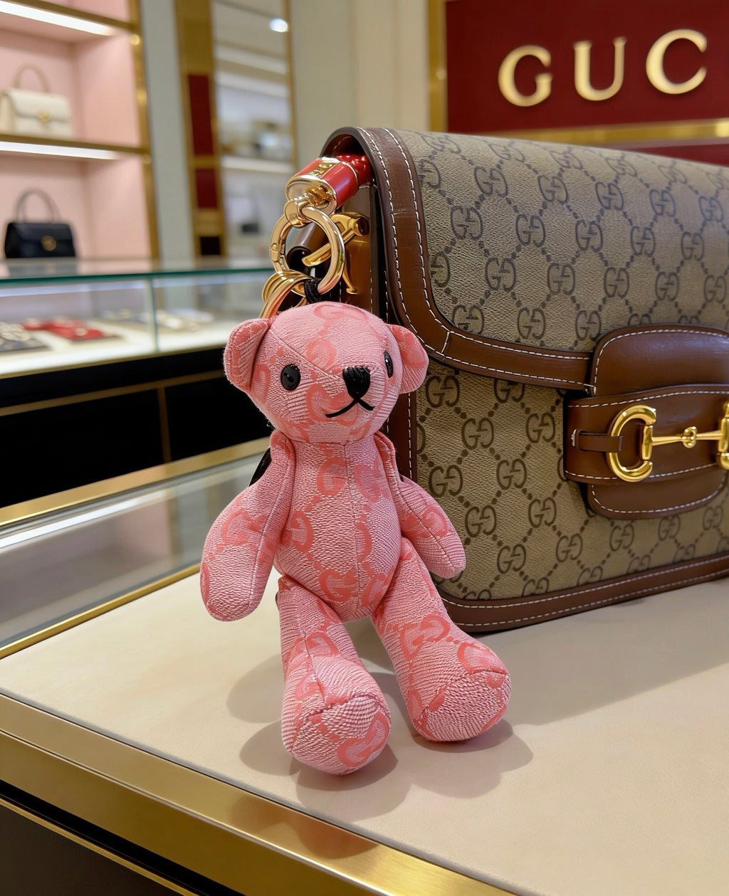 Monogram Teddy Bear Keychain