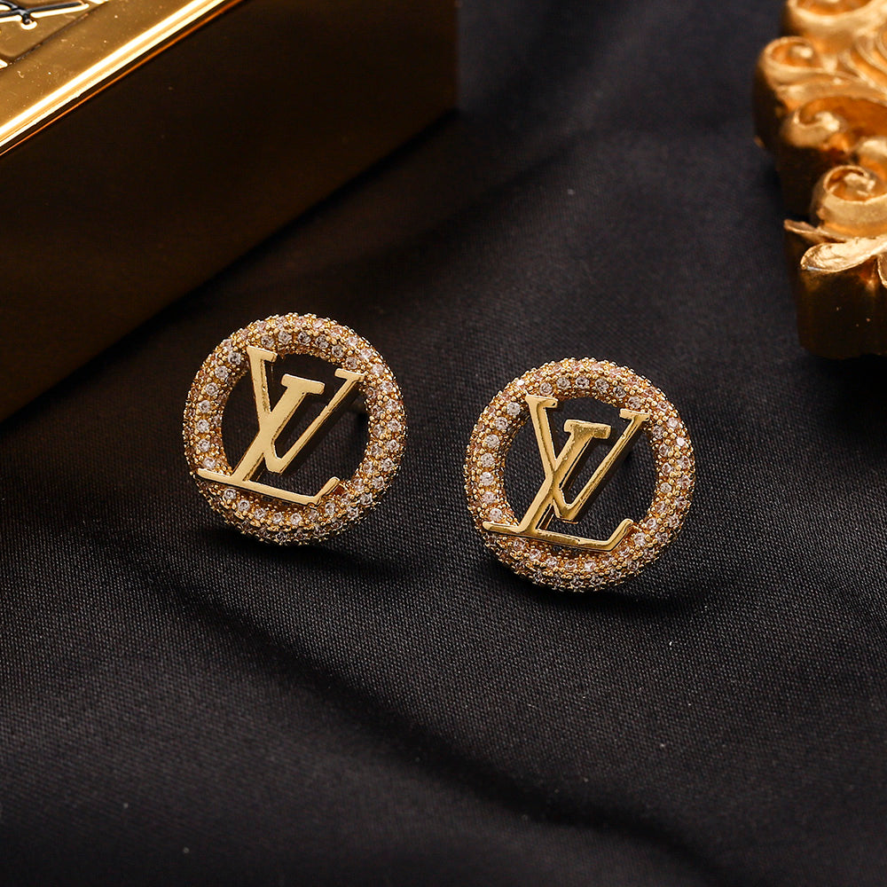 Copper Pave Round Monogram Earrings, Bracelet & Necklace Collection