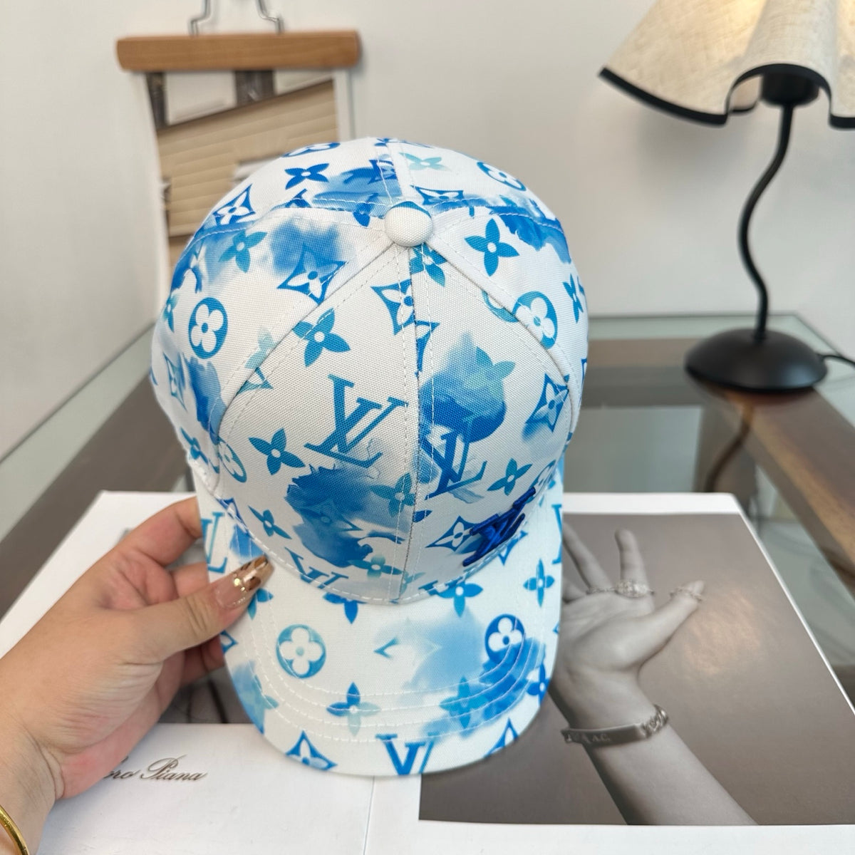 Blue Graphic Monogram Baseball Cap
