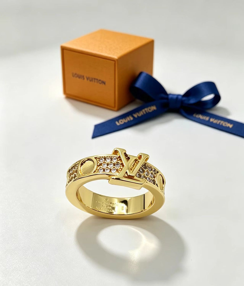 Openwork Letter Emblem Band Ring