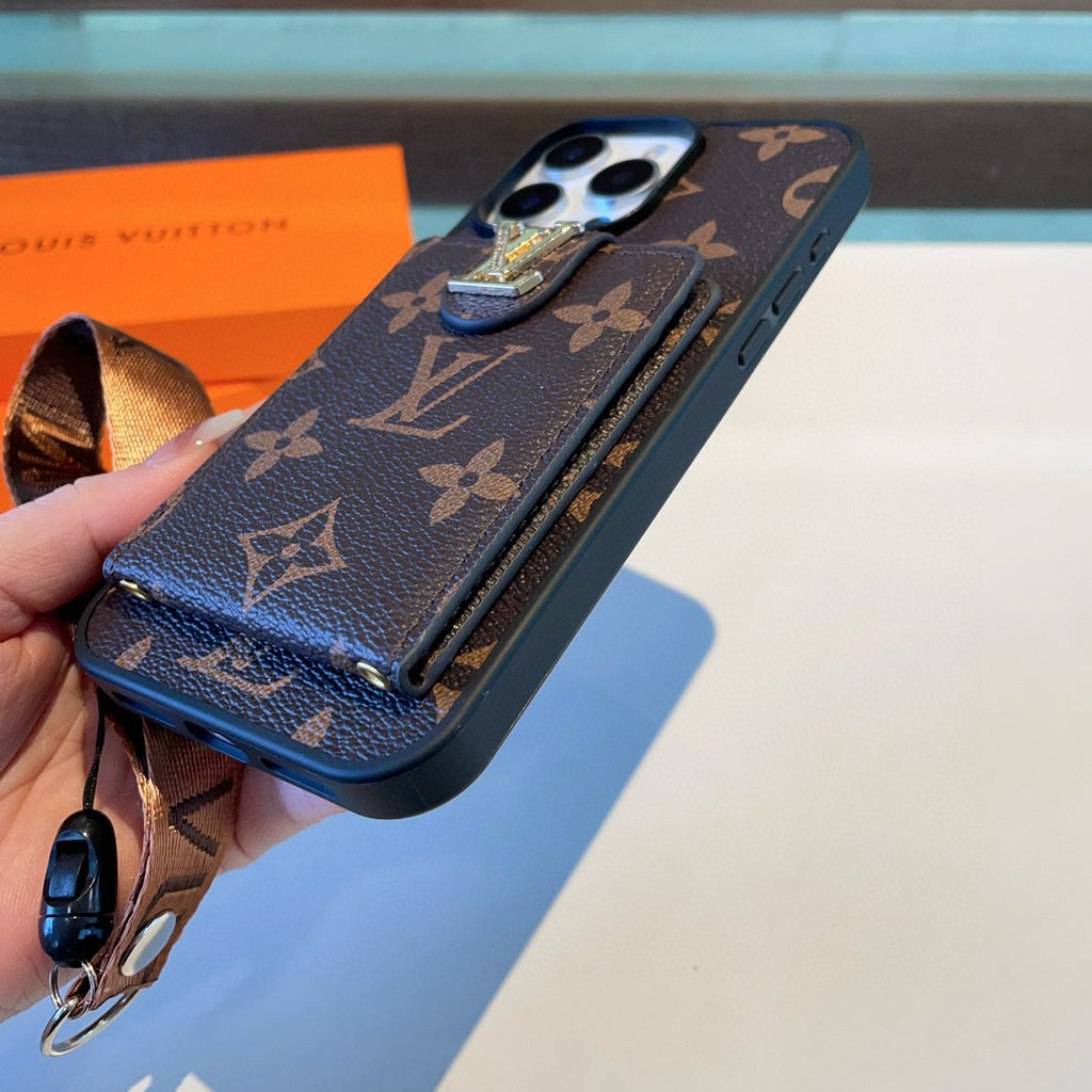 Monogram Phone Case with Strap and Card Pocket