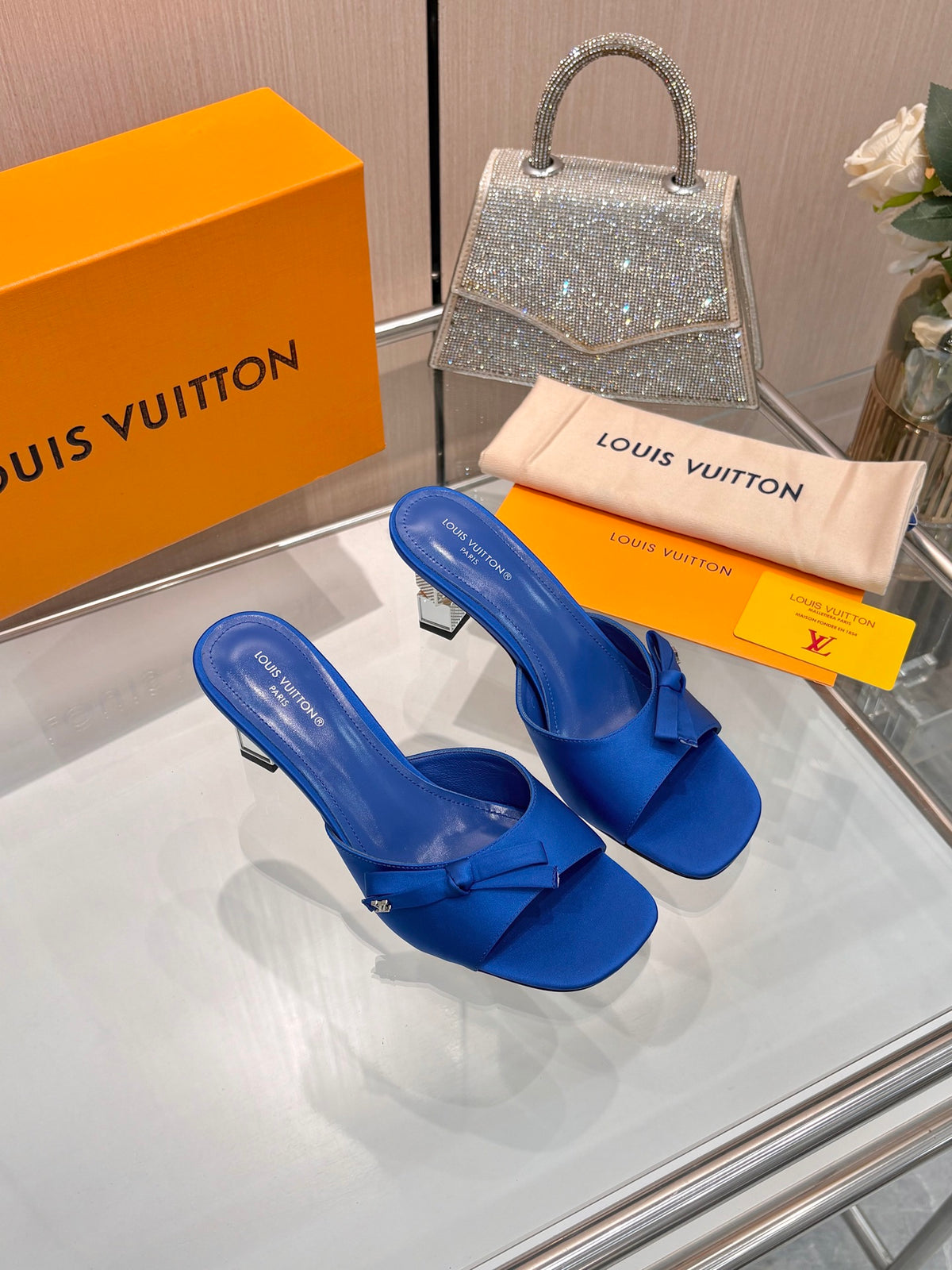 Padded Cross-Strap Heeled Mules