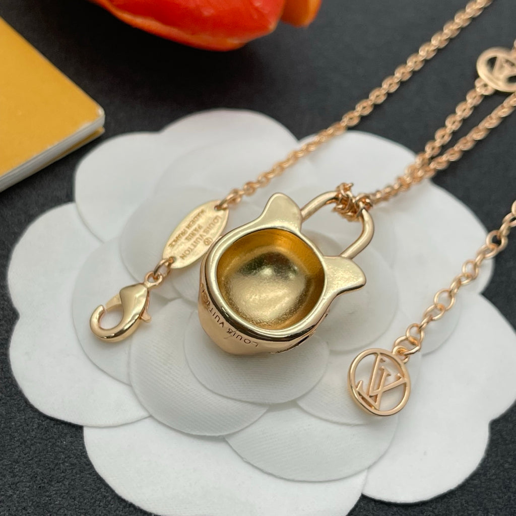 Pave Floral Pendant Station Necklace