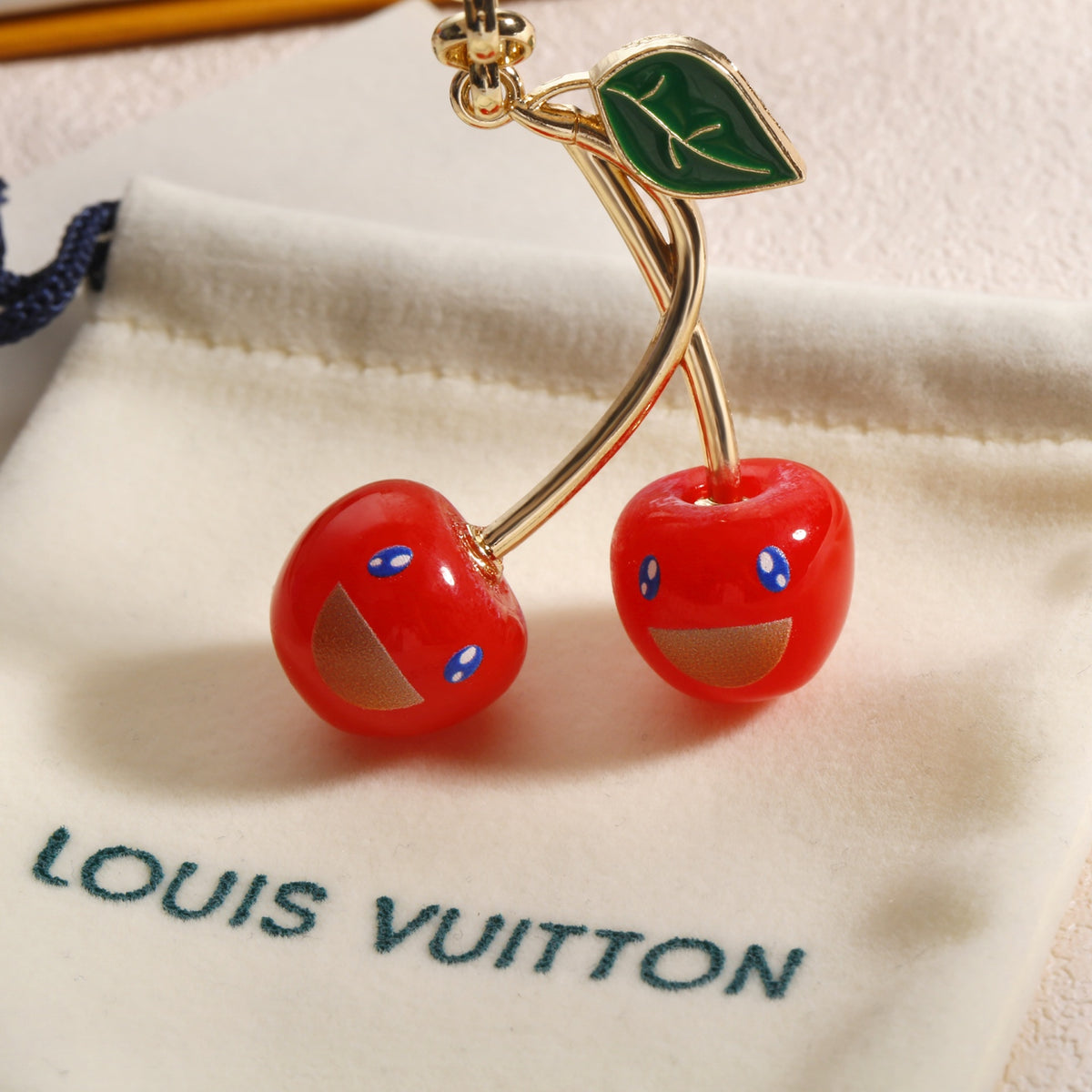Cherry & Letter Charm Keychain