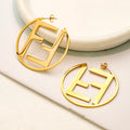 304 Stainless Steel Openwork F-Motif Hoop Earrings