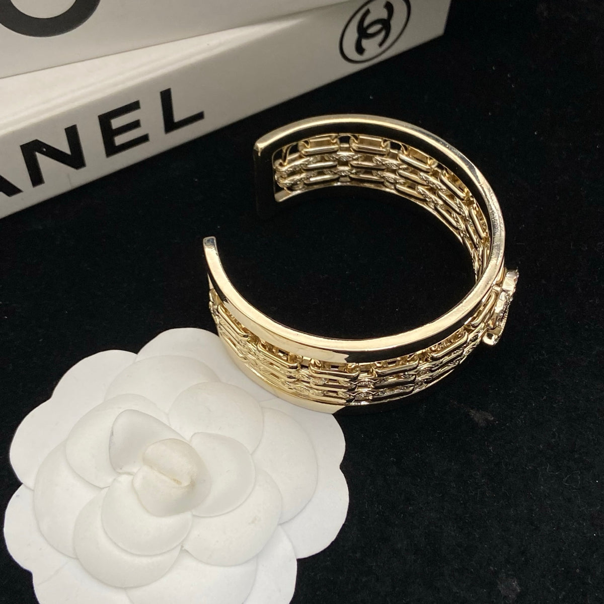 Layered Openwork Lettering Cuff Bracelet