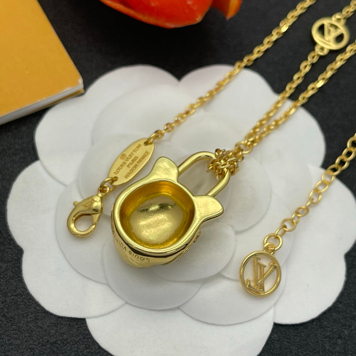 Pave Floral Pendant Station Necklace