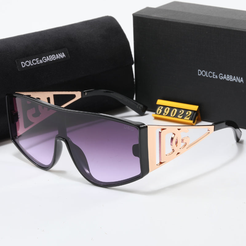Gafas de sol tipo escudo de parte superior plana con logo en las patillas
