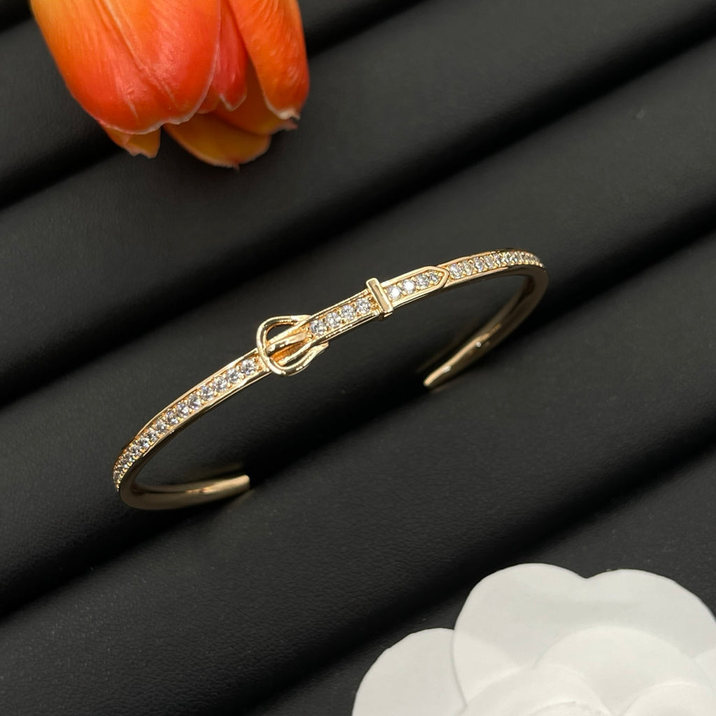 Rose-Tone Pave Buckle Cuff Bracelet