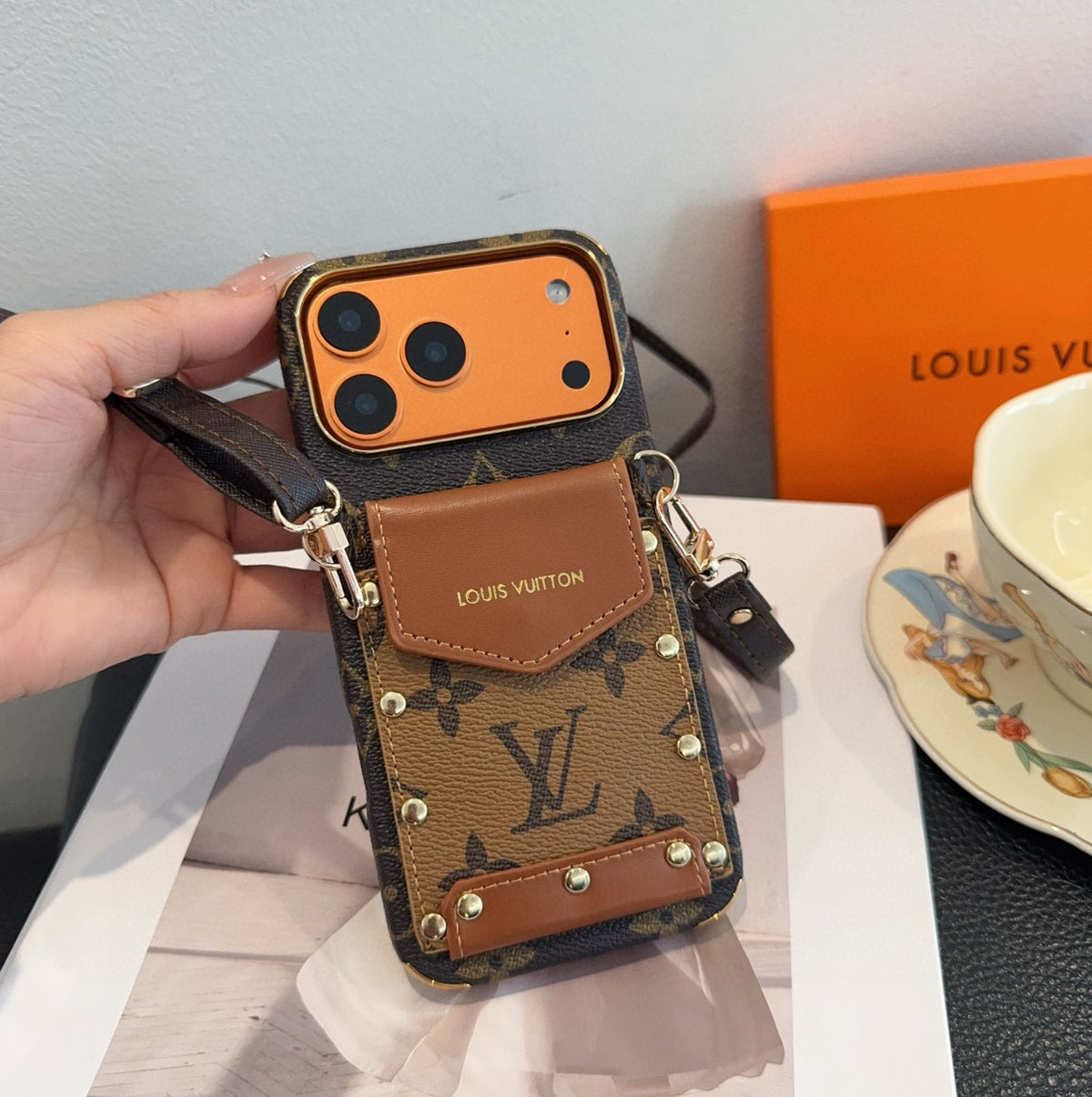 Monogram Flap Pocket Phone Case with Strap