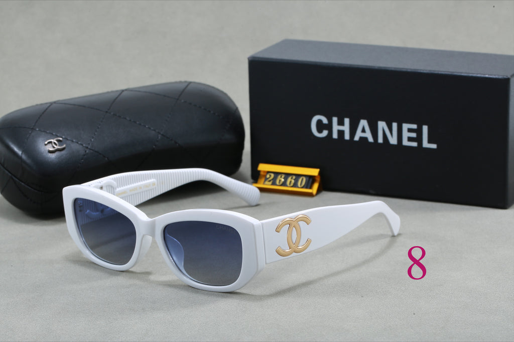 Gafas de sol cat-eye redondeadas con varillas con logotipo entrelazado