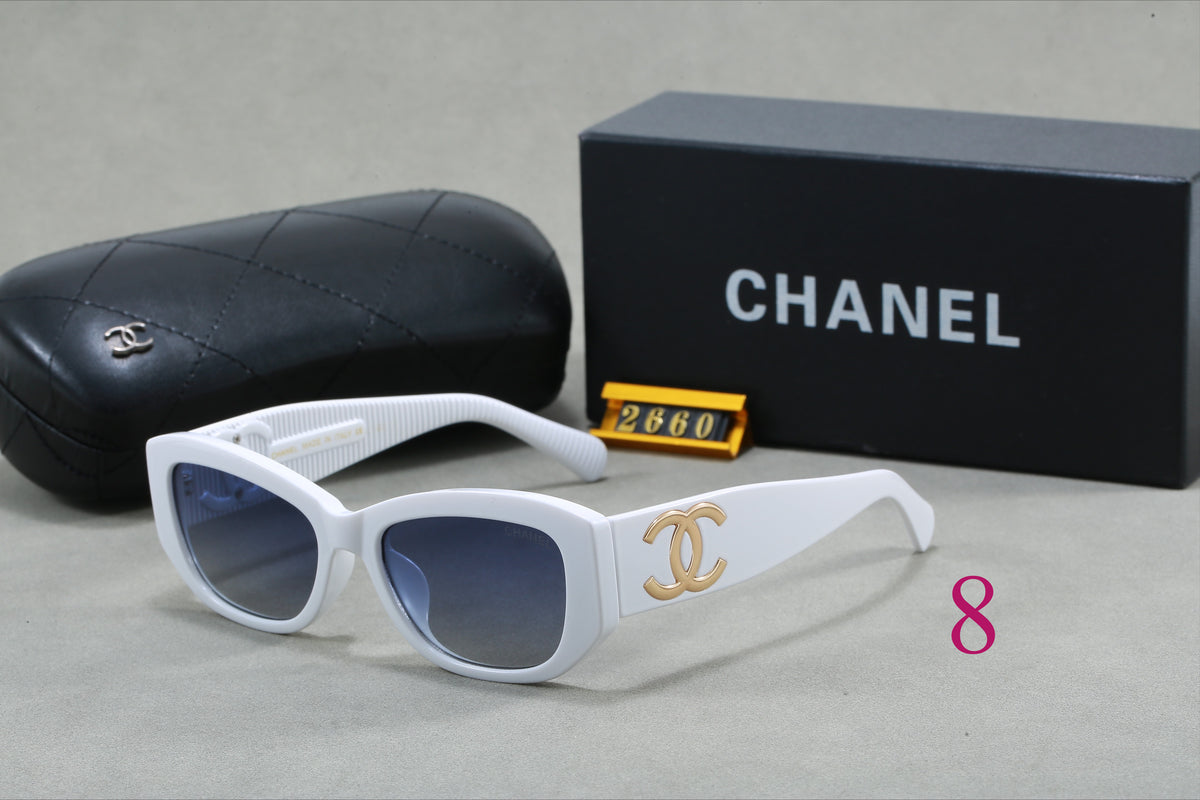 Gafas de sol cat-eye redondeadas con varillas con logotipo entrelazado