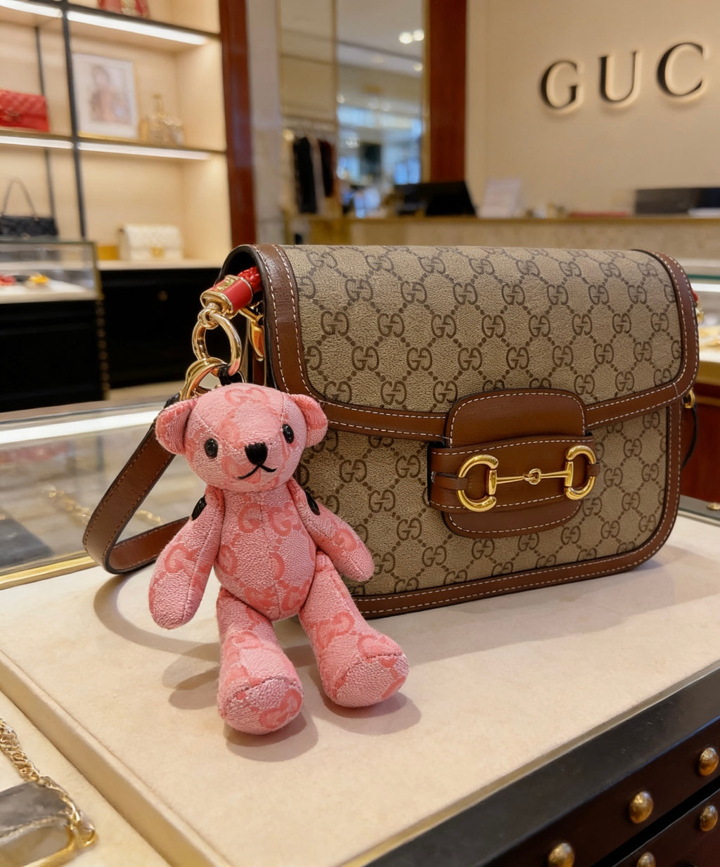 Monogram Teddy Bear Keychain