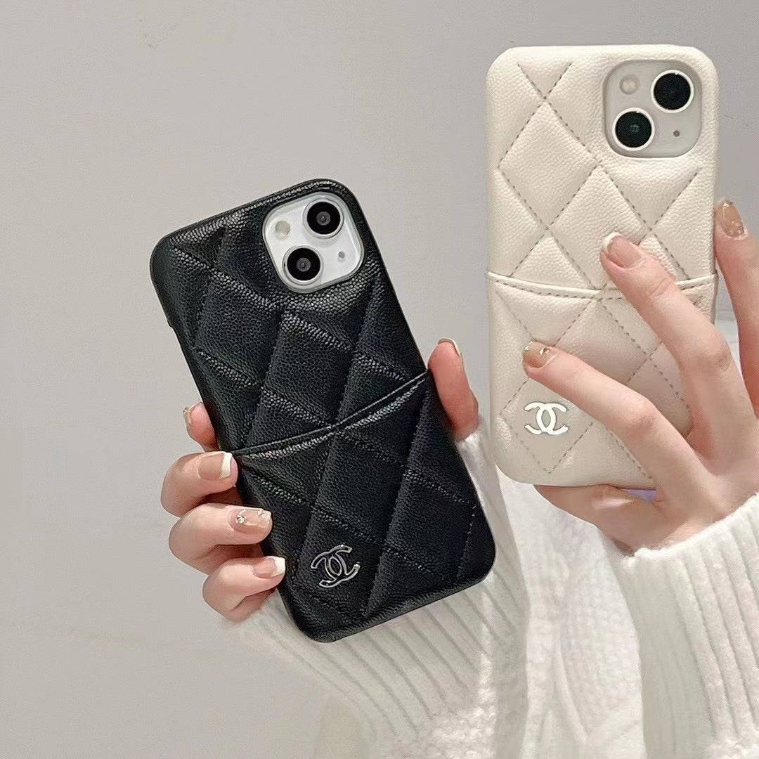 Quilted Phone Case with Flap Card Pocket