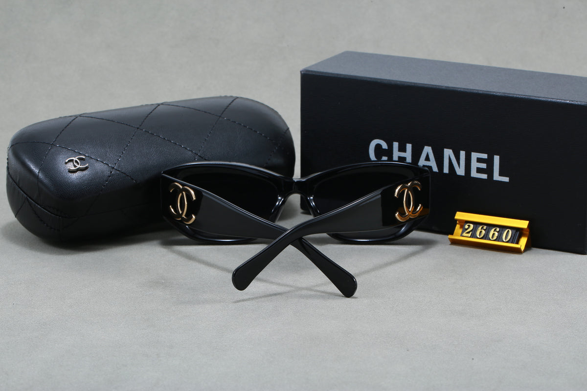 Gafas de sol cat-eye redondeadas con varillas con logotipo entrelazado
