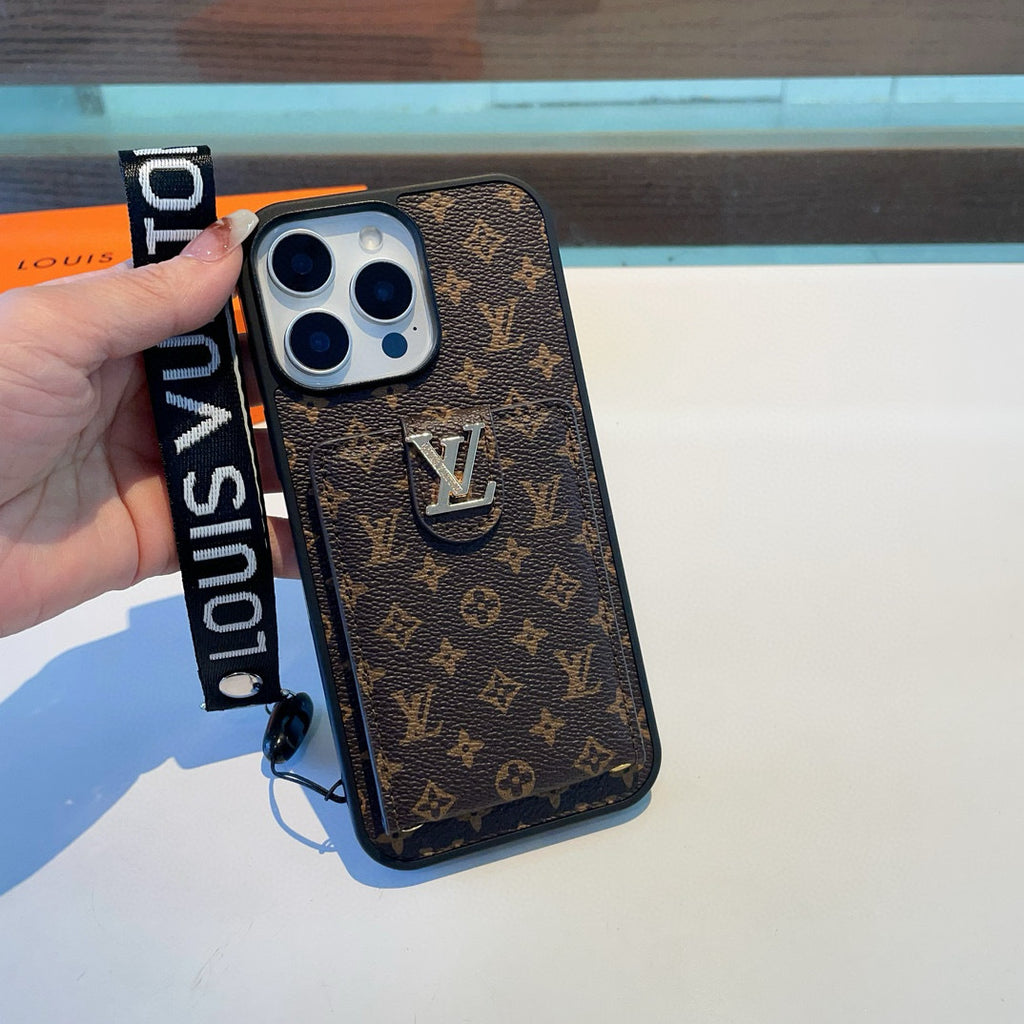 Monogram Phone Case with Strap and Card Pocket